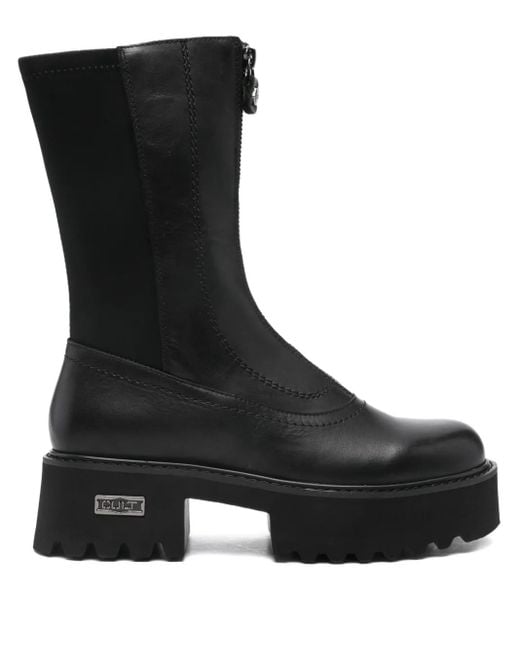 Cult Black Zip-Up Platform Boots