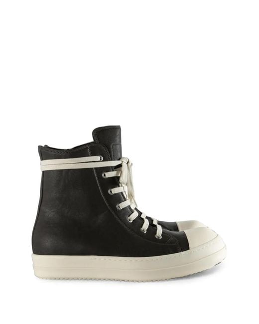 Rick Owens Black High-Top Leather Sneakers for men