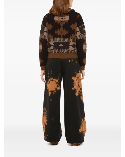 Alanui Brown Patterned-Jacquard Cardigan