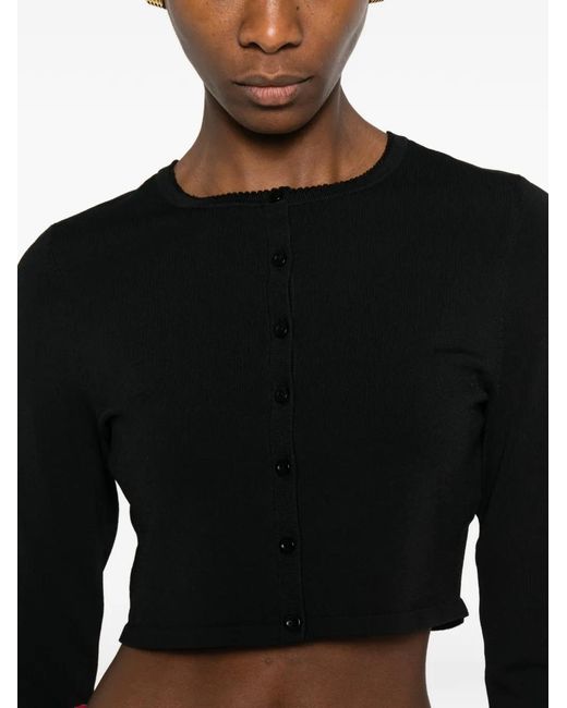 Sandro Black Button-Fastening Cropped Cardigan