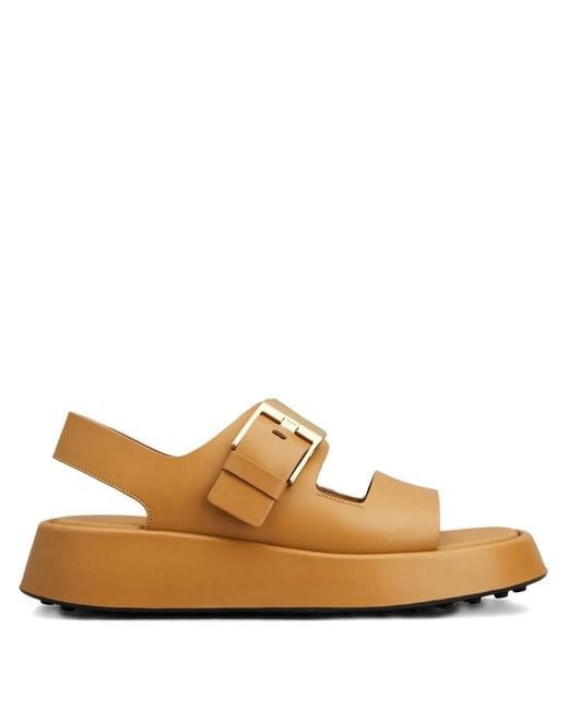 Tod's Brown Leather Sandals With Buckle