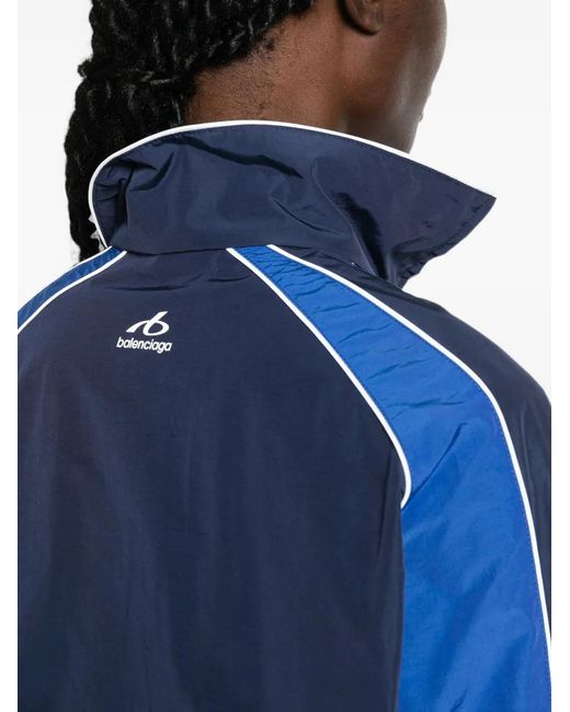 Balenciaga Blue Logo-Print Panelled Jacket