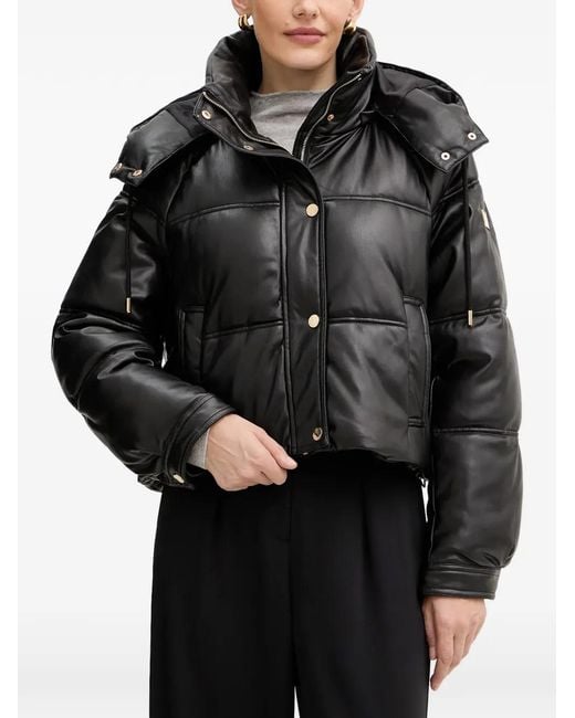 Fracomina Black Hooded Puffer Jacket
