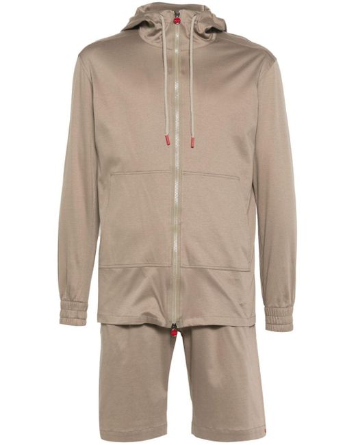 Kiton Cotton hoodie and shorts set in Natural für Herren