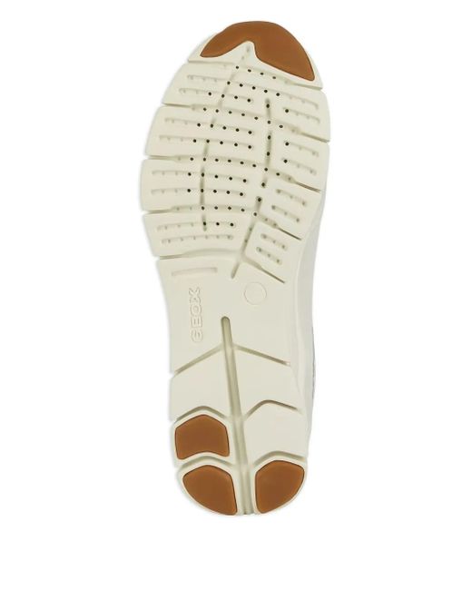 Geox White Sukie Mesh-Panel Suede Sneakers