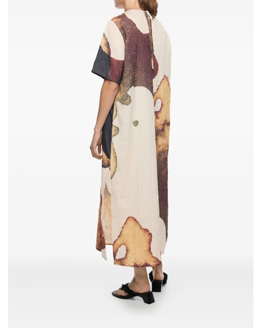 Bimba Y Lola Blue Abstract-Print Midi Dress
