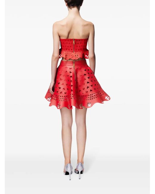 Area Red Laser-Cut Leather Heart Bandeau