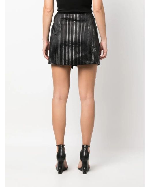 Gcds Black Logo Clip Pinstrip Rhinestone-Embellished Skirt