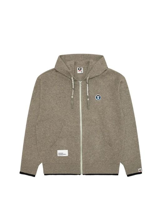 Aape By A Bathing Ape Brown Aapenow Logo-Patch Zip-Up Hoodie for men