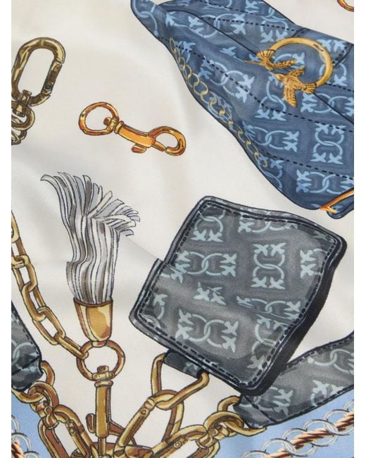 Pinko Blue Graphic-Print Scarf