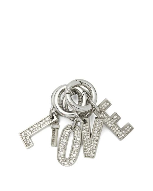 DIESEL Metallic Rhinestone Charm-Love Keyring