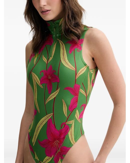 Adidas White X Farm Rio Floral-Print Sleeveless Bodysuit