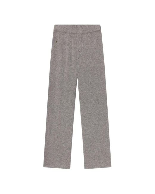 ÉTERNE Gray Button-Detail Track Pants