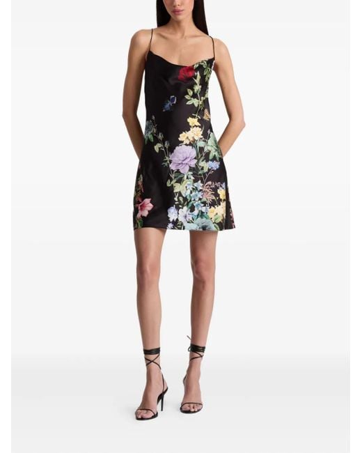 Alice + Olivia Black Harmony Mini Slip Dress
