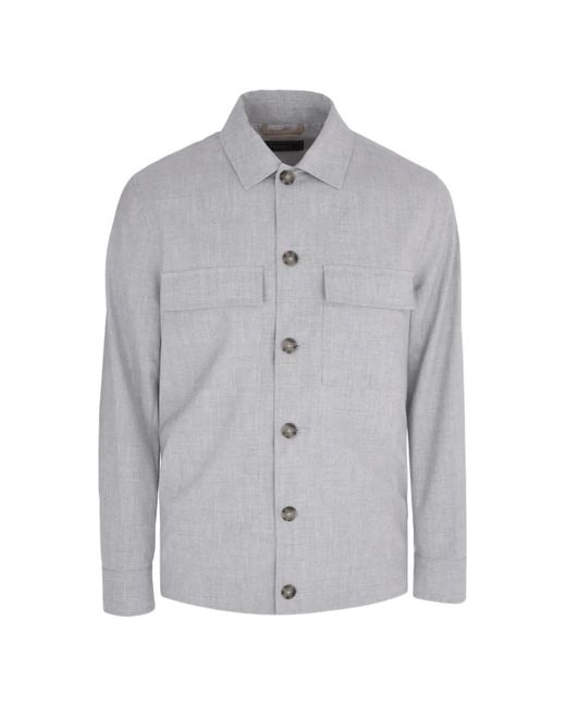 Peserico Gray Slub-Texture Button-Pocket Jacket for men