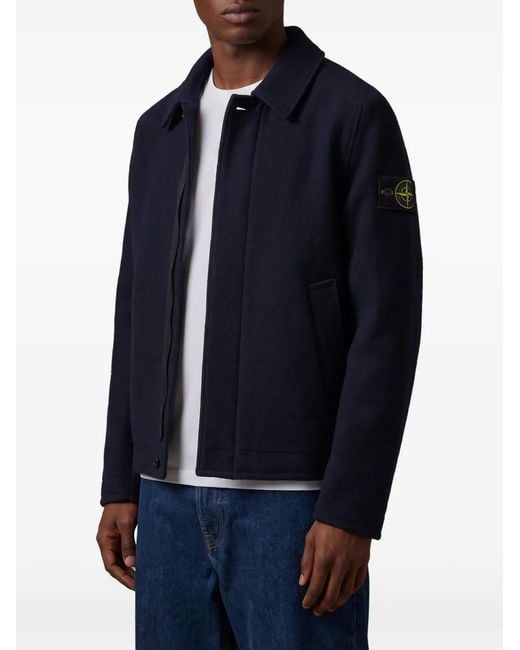 Stone Island Blue Logo-Patch Jacket for men