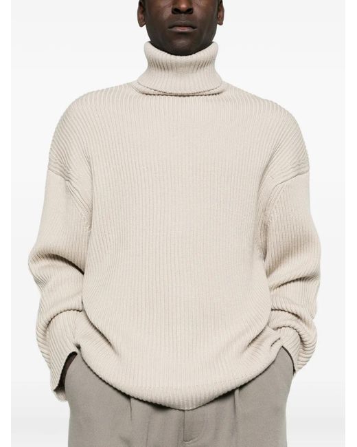 Entire studios White Roll-Neck Ribbed Sweater