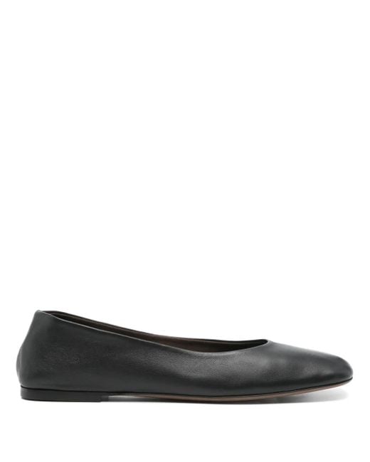 The Row Black Leather Ballet Flats