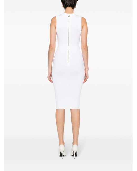 Elisabetta Franchi White Chain-link Knitted Midi Dress