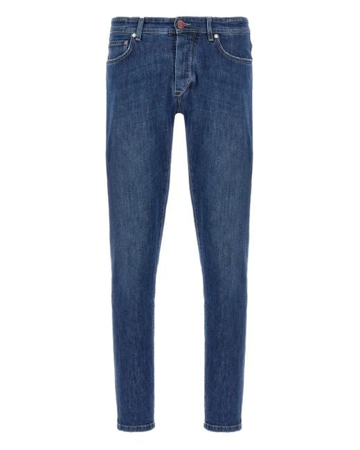 Jeans Con Applicazione Logo di Barba Napoli in Blue da Uomo