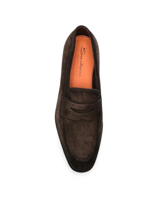 Santoni White Adrian Suede Loafers for men