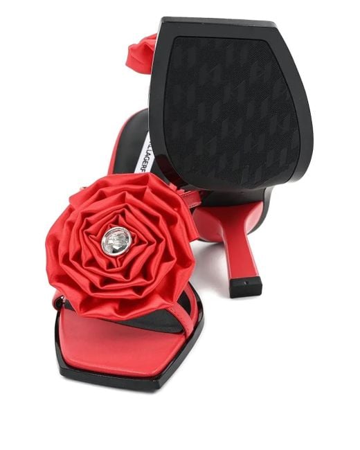Karl Lagerfeld Pink 70Mm Rose-Embellished Sandals