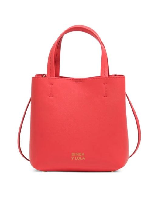 Bimba Y Lola Red Top Handle Tote Bag