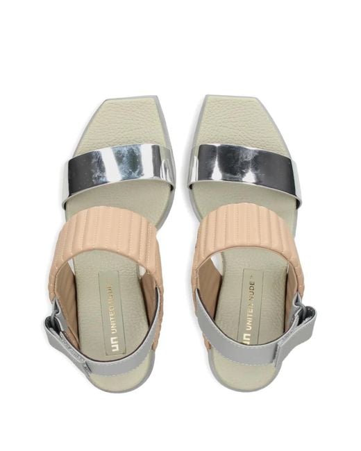 United Nude White Delta Wedge Puffier Quilted Metallic Sandals