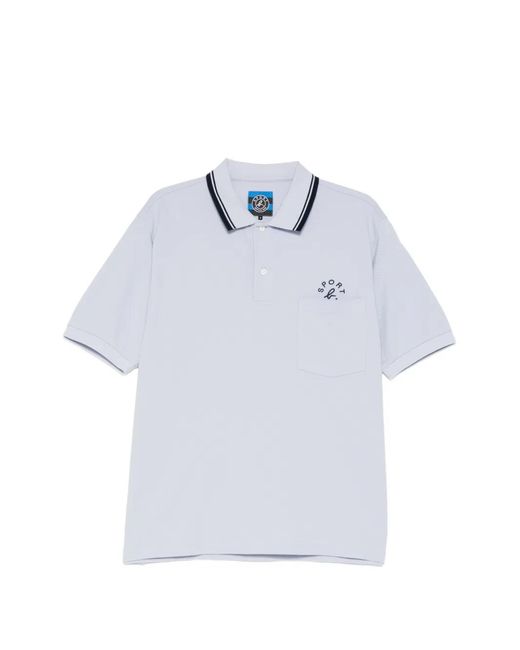 SPORT b. by agnès b. Blue Logo-Embroidered Polo Shirt for men