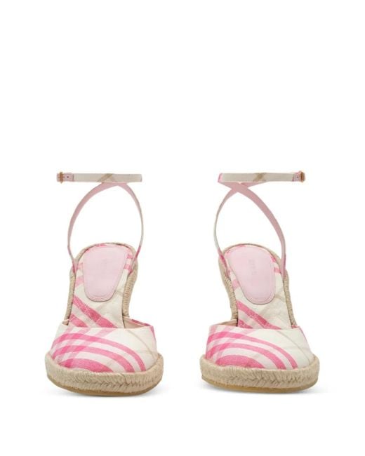 Burberry Pink Check Mews Espadrille Pumps​