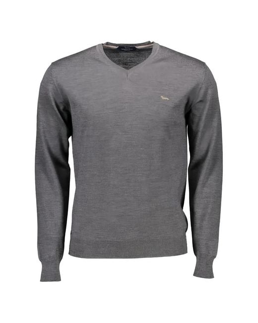 Harmont & Blaine Gray V-Neck Wool Sweater for men
