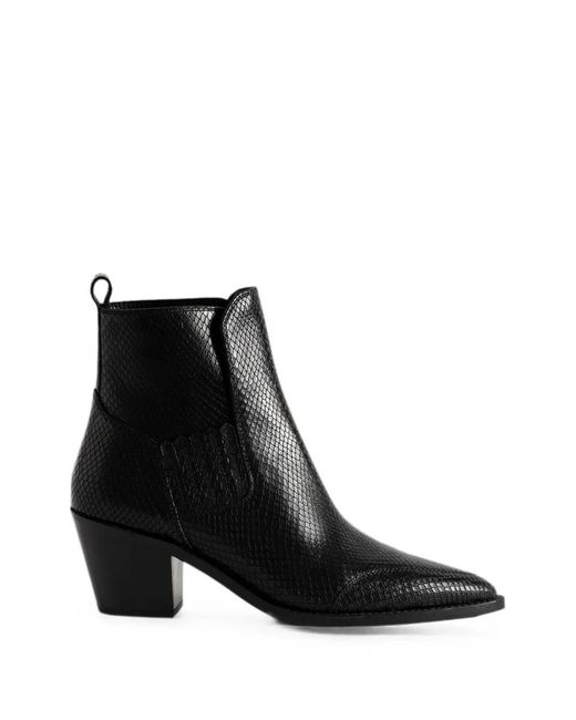 Zadig & Voltaire Black Tyler Neo Snakeskin-Effect Boots