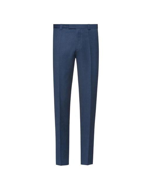 HUGO Blue Slim-Fit Pressed-Crease Trousers for men