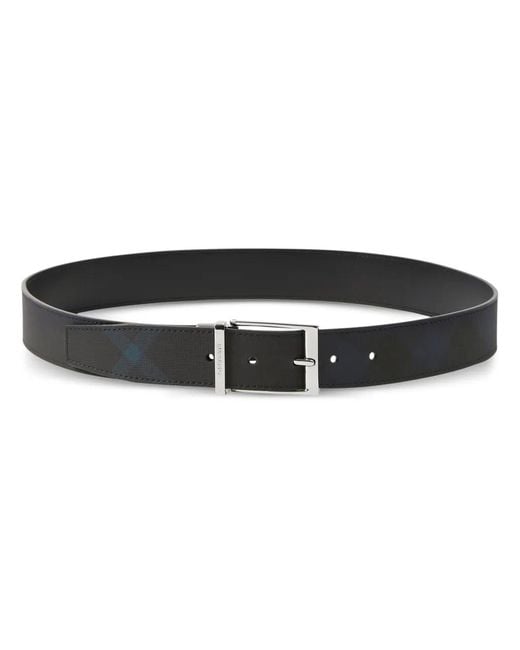 Burberry Black London Check Leather Belt for men