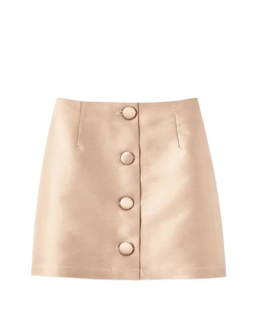 D'Estree Natural Lucio Button Mini Skirt