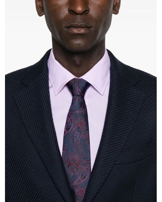 Etro Blue Notched Patterned Blazer for men