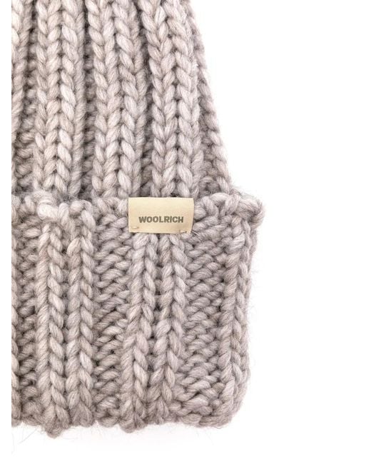 Woolrich Gray Chunky Ribbed Wool Beanie Hat