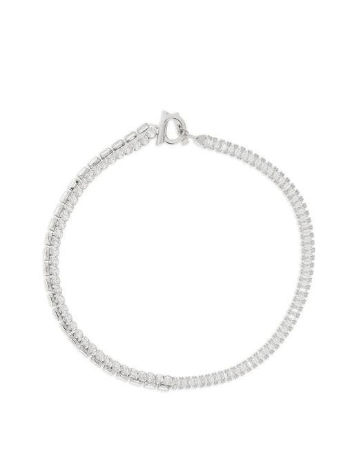Ferragamo White Gancini Crystal-Embellished Necklace