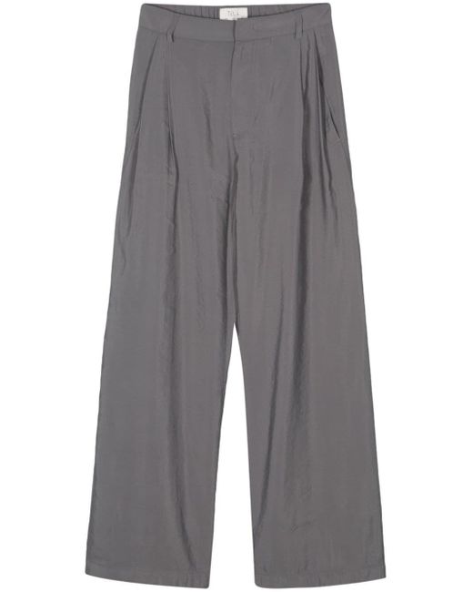 Pantalones rectos con efecto arrugado Tela de color Gray