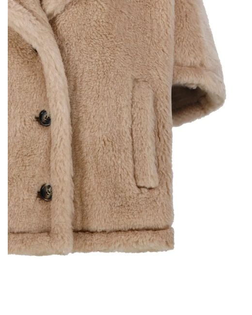 Max Mara Natural Buttoned Short-Sleeve Cape
