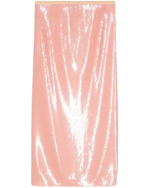 Falda midi con lentejuelas N°21 de color Pink