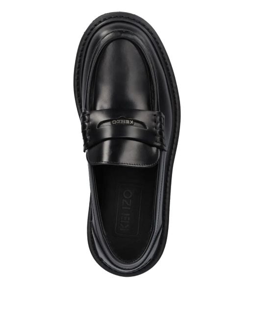 KENZO Black Leather Penny Loafers