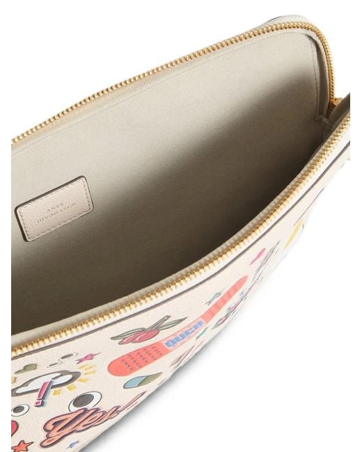 Anya Hindmarch White All Over Stickers Leather Laptop Case