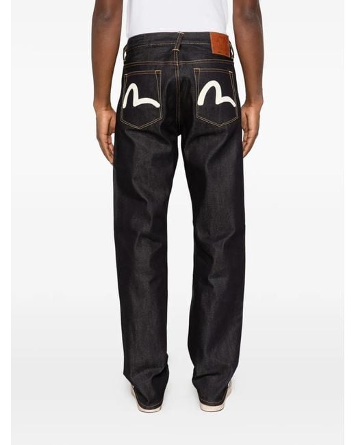 Evisu Black Seagull Contrast-Stitch Jeans for men