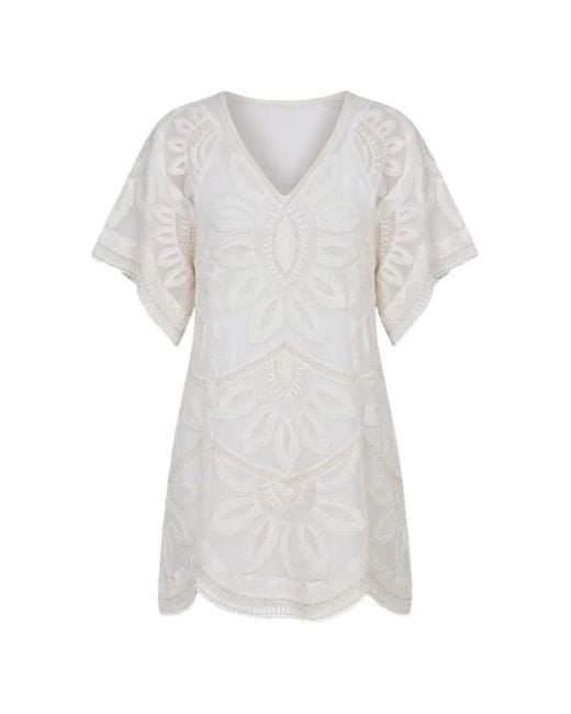 Scarlett Poppies White Ulay Floral-Embroidered Mini Dress