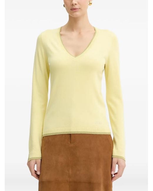 Liu Jo Yellow V-Neck Sweater