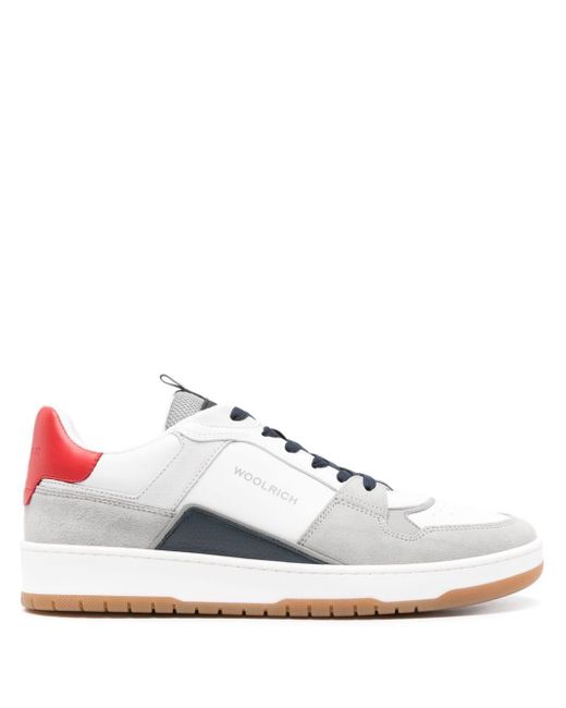 Woolrich White Colour-block Leather Sneakers for men
