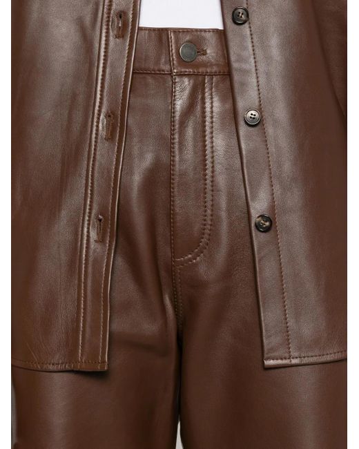 Haikure Brown Leather Panelled Pants