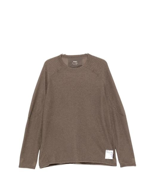 Satisfy Brown Waffle-Knit Raglan-Sleeve Sweater for men