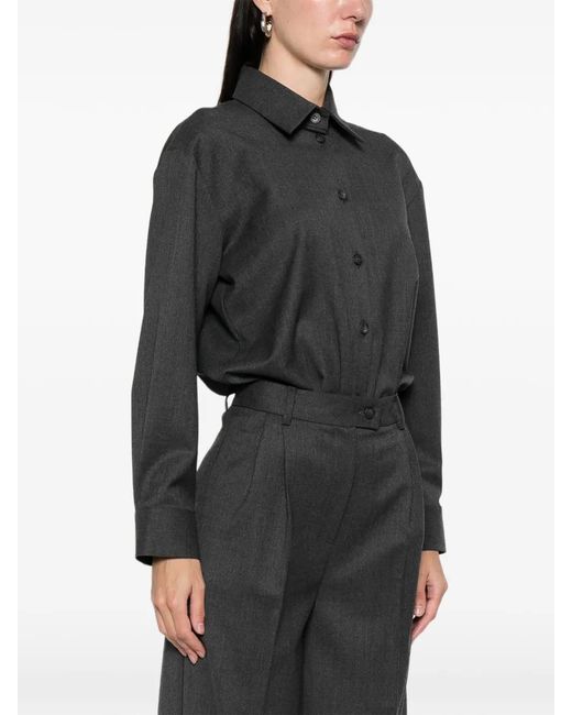 MEDEA Gray Button-Front Shirt Bodysuit